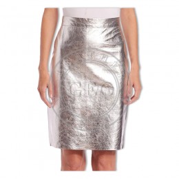 Silver Color Sheep Leather Skirts for Ladies